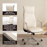 EUREKA ERGONOMIC Executive Office Chair, Silicone Leather Office Chair High Back, Ergonomic Desk Chair, Big and Tall with Adjustable Swivel Rolling for Home Office, Off-White