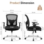 NEWBULIG Office Chair Ergonomic Desk Chair, Big & Tall 500 LBS Home Mesh Office Desk Chairs with Wheels, Comfortable Gaming Chair, High Back Computer Heavy Duty Chair for Long Hours (Black)
