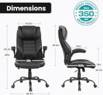 Ergonomic Office Chair with Pocket Spring Lumbar Support - High Back Executive Leather Chair, Adjustable Headrest, Flip-Up Arms, Reclining Computer Desk Chair