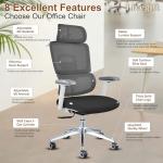 Livegift Ergonomic Office Chair with Lumbar Support,Headrest, and6D Armrests - Mesh Computer Chair with Coat Hook-500 lbsWeight Capacity - Extra-Wide Seat- High-Back Office Chair, Black