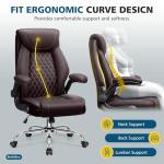 Office Chair, Executive Leather Office Chairs with Rocking Function, Big and Tall Ergonomic Computer Chair with Lumbar Support Flip-Up Armrests, Comfortable Gaming Chairs for Home Ofiice