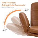 OQQOEE Criss Cross Chair with Wheels & Adjustable Arms, Wide Seat Faux Leather Office Desk Chair, Cross Legged Swivel Computer Chair for Home Office, Makeup Vanity, Small Spaces, Orange