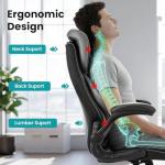 Ergonomic Office Chair with Pocket Spring Lumbar Support - High Back Executive Leather Chair, Adjustable Headrest, Flip-Up Arms, Reclining Computer Desk Chair