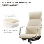 EUREKA ERGONOMIC Executive Office Chair, Silicone Leather Office Chair High Back, Ergonomic Desk Chair, Big and Tall with Adjustable Swivel Rolling for Home Office, Off-White