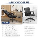 Big and Tall Office Chair with Footrest, High Back Executive Leather Desk Chair with Lumbar Support, Reclining Office Chair with Adjustable Angle, Home Office Ergonomic Computer Gaming Chair