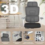 Livegift Ergonomic Office Chair with Lumbar Support,Headrest, and6D Armrests - Mesh Computer Chair with Coat Hook-500 lbsWeight Capacity - Extra-Wide Seat- High-Back Office Chair, Black