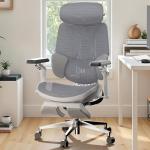 Hbada E3 Ultra Ergonomic Chair, with 3-Zone Dynamic Lumbar Support, 360° Mechanical Armrest, 4D Adjustable Headrest, Aluminum Alloy, Mesh Chair Grey