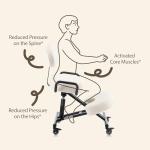 DR.LOMILOMI Ergonomic Kneeling Chair with Backrest, Improve Posture, Thick Cushions, Locking Wheels for Home & Office, AKONI 512 (with Back, Vanilla)