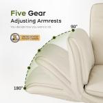 amseatec Criss Cross Chair with Armrests & Wheels, PU Leather Vanity Chair, Comfortable Adjustable Swivel Computer Office Desk Chairs for Home, Make Up, Bed Room (Cream)