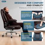 Office Chair, Executive Leather Office Chairs with Rocking Function, Big and Tall Ergonomic Computer Chair with Lumbar Support Flip-Up Armrests, Comfortable Gaming Chairs for Home Ofiice