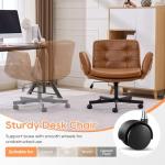 OQQOEE Criss Cross Chair with Wheels & Adjustable Arms, Wide Seat Faux Leather Office Desk Chair, Cross Legged Swivel Computer Chair for Home Office, Makeup Vanity, Small Spaces, Orange