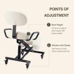 DR.LOMILOMI Ergonomic Kneeling Chair with Backrest, Improve Posture, Thick Cushions, Locking Wheels for Home & Office, AKONI 512 (with Back, Vanilla)