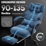 Massage Office Chair with Foot Rest,3D Kneading & Heat Executive Office Chairs for Heavy People,500LBS Big and Tall Office Chair,Ergonomic Reclining Desk Chair,Dual-Use Pillow,Home Office,BlueCloth