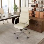 EUREKA ERGONOMIC Executive Office Chair, Silicone Leather Office Chair High Back, Ergonomic Desk Chair, Big and Tall with Adjustable Swivel Rolling for Home Office, Off-White