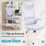 Nexthro Ergonomic Office Chair,Mesh Office Chair with Lumbar Support,High Back Desk Chair with Flip-up Arms,400 lbs Big and Tall Computer Chair with Headrest,Comfy Desk Chairs (Lavender)