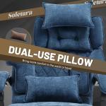 Massage Office Chair with Foot Rest,3D Kneading & Heat Executive Office Chairs for Heavy People,500LBS Big and Tall Office Chair,Ergonomic Reclining Desk Chair,Dual-Use Pillow,Home Office,BlueCloth