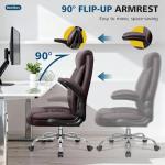 Office Chair, Executive Leather Office Chairs with Rocking Function, Big and Tall Ergonomic Computer Chair with Lumbar Support Flip-Up Armrests, Comfortable Gaming Chairs for Home Ofiice