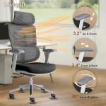 Livegift Ergonomic Office Chair with Lumbar Support,Headrest, and6D Armrests - Mesh Computer Chair with Coat Hook-500 lbsWeight Capacity - Extra-Wide Seat- High-Back Office Chair, Black