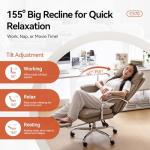 LEAGOO Office Chair with Foot Rest, Executive Reclining Office Chairs with Arms, Ergonomic High Back PU Leather Comfy Swivel Computer Desk Chairs with Wheels and Lumbar Support for Home Office, Tan