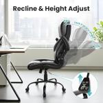 Ergonomic Office Chair with Pocket Spring Lumbar Support - High Back Executive Leather Chair, Adjustable Headrest, Flip-Up Arms, Reclining Computer Desk Chair