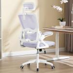Nexthro Ergonomic Office Chair,Mesh Office Chair with Lumbar Support,High Back Desk Chair with Flip-up Arms,400 lbs Big and Tall Computer Chair with Headrest,Comfy Desk Chairs (Lavender)