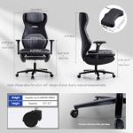 EMIAH Ergonomic Office Chair with Foot Rest Reclining Office Chair with Adjustable Arms and Headrest High Back Gaming Chair with Lumbar Support, PU Leather（Black）