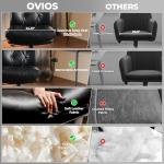 ovios Ergonomic Office Chair, High Back Faux Leather Executive Chairs with Thick Cushion, Comfy Mid-Century Modern Swivel Rolling Computer Armchair (Black, PU Leather)