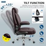 Office Chair, Executive Leather Office Chairs with Rocking Function, Big and Tall Ergonomic Computer Chair with Lumbar Support Flip-Up Armrests, Comfortable Gaming Chairs for Home Ofiice