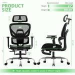 Ergonomic Office Chair with Footrest, Mesh Computer Desk Chair with 135° Recline, Adjustable Lumbar Support, 3D Armrests and Headrest, Swivel Chairs for Home Office Napping