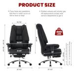 EXCEBET Big and Tall Office Chair 400lbs Wide Seat, Leather High Back Executive Office Chair with Lumbar Support, Ergonomic Chairs Padded Armrests & Thick Cushion (Mesh Dark Black)