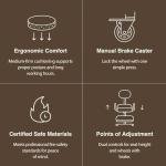 DR.LOMILOMI Ergonomic Kneeling Chair with Backrest, Improve Posture, Thick Cushions, Locking Wheels for Home & Office, AKONI 512 (with Back, Vanilla)