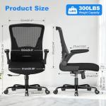 Vomena Office Chair Ergonomic Desk Chair with Comfy Mesh, Adjustable Height and Computer Use, for Home Office, Featuring Silent Wheel and Flip-Up Armrests, Comfortable for Long Hours