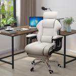 XUEGW Executive Computer Chair Home Office Desk Chair,Adjustable Angle, Ergonomic Adjustable Height PU Leather Chairs with Cushions Armrest for Long Time Seating-High Office Chair with Footrest