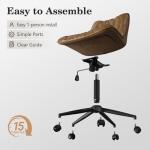 Bananister Armless Office Chair, Desk Chair No Arms, Adjustable Swivel Rolling Task Chair with Wheels, Faux Leather Upholstered, Compact for Small Space Home Office & Bedroom Vanity, Brown