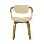 Zouron Swivel Desk Chairs No Wheels, Modern Office Chair with Wooden Legs, Upholstered Vanity Chair with Back for Living Room Bedroom Home Office, 1Pcs, Beige
