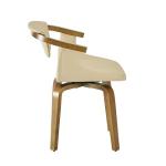 Zouron Swivel Desk Chairs No Wheels, Modern Office Chair with Wooden Legs, Upholstered Vanity Chair with Back for Living Room Bedroom Home Office, 1Pcs, Beige