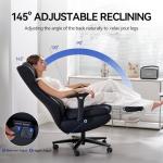 EMIAH Ergonomic Office Chair with Foot Rest Reclining Office Chair with Adjustable Arms and Headrest High Back Gaming Chair with Lumbar Support, PU Leather（Black）