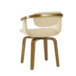 Zouron Swivel Desk Chairs No Wheels, Modern Office Chair with Wooden Legs, Upholstered Vanity Chair with Back for Living Room Bedroom Home Office, 1Pcs, Beige