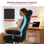 EXCEBET Big and Tall Office Chair 400lbs Wide Seat, Leather High Back Executive Office Chair with Lumbar Support, Ergonomic Chairs Padded Armrests & Thick Cushion (Mesh Dark Black)