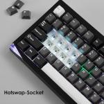 Akko Mineral 01 QMK/VIA Aluminum Mechanical Keyboard Tri-Mode RGB Hot-swappable Wireless Gaming Keyboard, Black and Silver, Pre-lubed Stellar Rose Switch