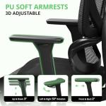 Ergonomic Office Chair with Footrest, Mesh Computer Desk Chair with 135° Recline, Adjustable Lumbar Support, 3D Armrests and Headrest, Swivel Chairs for Home Office Napping