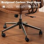 weaxty W Brown Leather Home Office Chair, Ergonomic High Back Executive Chair with Deep Seat Thick Cushion, Mid Century Modern Big and Tall Computer Desk Chair with Lumbar Support (Light Brown Suede)