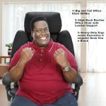 Big and Tall Office Desk Chair with Footrest, 500lbs Reclining Heavy Duty Executive Chairs with Lumbar Support, Oversized PU Leather Recliner Chairs High Back Ergonomic Home Office Desk Chair, Black