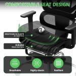 Ergonomic Office Chair with Footrest, Mesh Computer Desk Chair with 135° Recline, Adjustable Lumbar Support, 3D Armrests and Headrest, Swivel Chairs for Home Office Napping