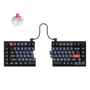 Keychron Q11 QMK/VIA TKL Split Keyboard Ergonomic, 91 Keys 75% Layout Wired Mechanical Gaming Keyboard Mac & Windows with Full Alu Frame, PBT Keycaps & Knobs, Hot-Swappable Keycrhon Super Red Switch