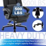Big and Tall Office Desk Chair with Footrest, 500lbs Reclining Heavy Duty Executive Chairs with Lumbar Support, Oversized PU Leather Recliner Chairs High Back Ergonomic Home Office Desk Chair, Black