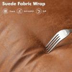 weaxty W Brown Leather Home Office Chair, Ergonomic High Back Executive Chair with Deep Seat Thick Cushion, Mid Century Modern Big and Tall Computer Desk Chair with Lumbar Support (Light Brown Suede)