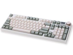 NJ98 Wireless Custom Mechanical Keyboard with Screen Knob 96% Hot Swappable RGB Keyboard Mac Windows (Pale Green, Brass Plate-Box Taro Ice Cream Pro)
