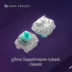 Dark Project ALU87A Violet Mechanical Gaming Keyboard | ISO Multilingual | G3MS Sapphire Greased Switches | Greased Stabilizers | Flex Gasket Mount | Aluminium | TKL 80% | RGB | Wired