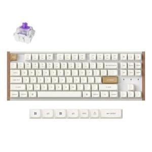 Keychron K8 HE TKL Wireless Bluetooth 2.4G Wired Triple Mode Hot Swappable Hall Effect Keyboard with QMK VIA Aluminum+Wood Frame Rapid Trigger for Mac Windows Linux-White